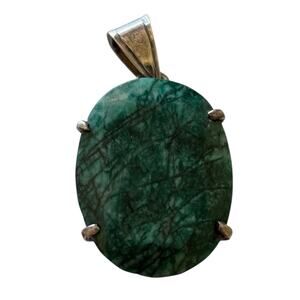 Raw Emerald 925 Sterling Silver Pendants Handmade Gift For Women Jewelry